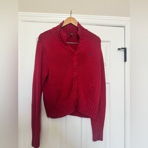 Vintage 90’s Ralph Lauren Women’s Size XLarge Red Knit Cotton Cardigan Sweater